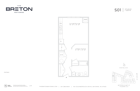 Floor plan for studio, 1 bath, 630 sqft